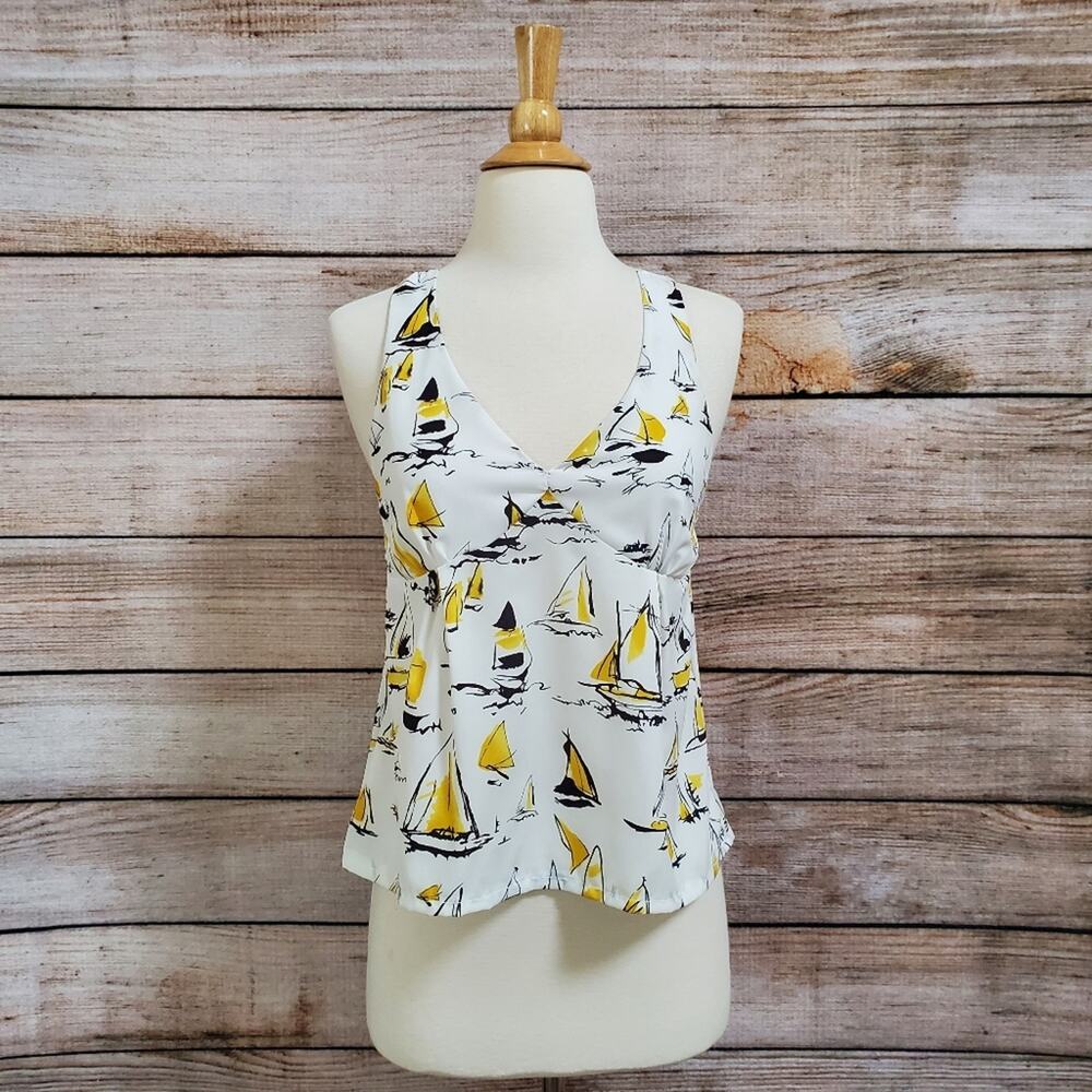 Coco Love Sailboat Tank White Yellow Black XSmall